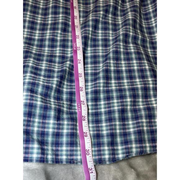 Johnathan Stewart Button Up Shirt Mens Size XL Blue Plaid Logo Long Sleeve Vtg‎ - Picture 12 of 12